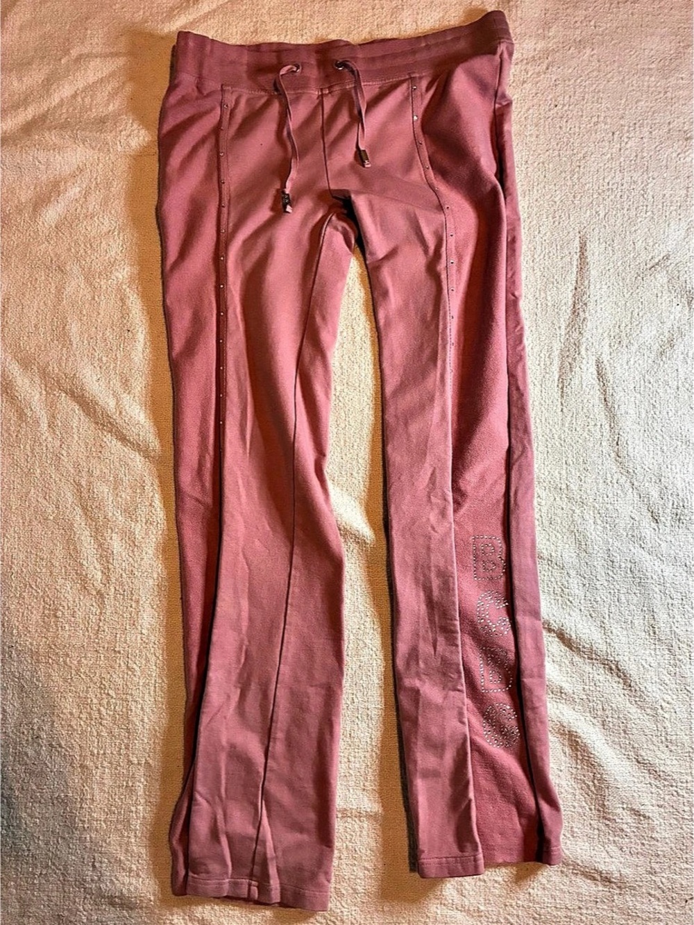 BCBG Rhinestone Logo Pink Leggings Size Small